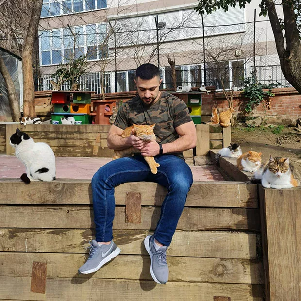Jed Ismail With cats in istanbul